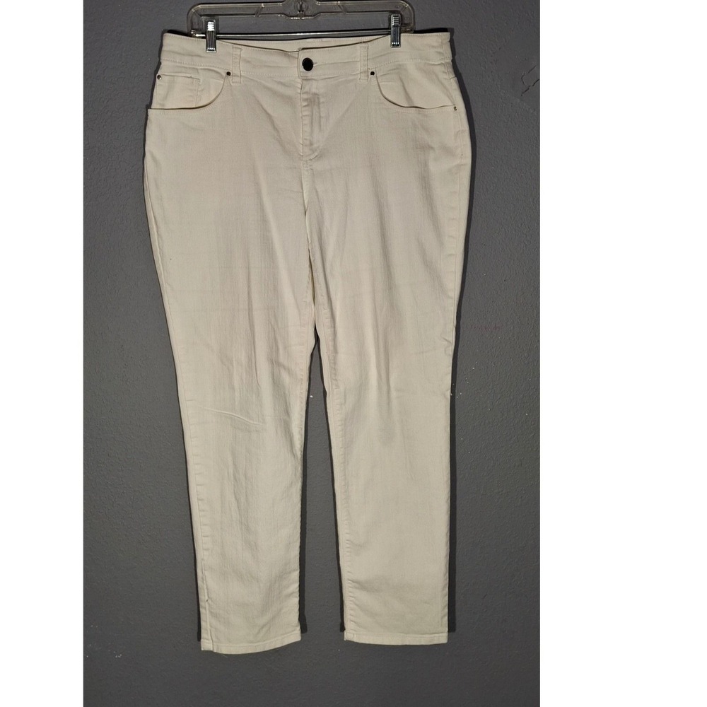 Chico's Platinum Ankle Jeans Off White Straight Leg Denim Pants Size 2